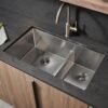 Ruvati 28-inch Low-Divide Undermount Tight Radius 60/40 Double Bowl 16 Gauge Stainless Steel Kitchen Sink - RVH7255