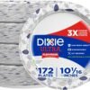 Dixie Ultra, Large Paper Plates, 10 Inch, 172 Count, 3X Stronger*, Heavy Duty, Microwave-Safe, Soak-Proof, Cut Resistant, Disposable Plates For Heavy, Messy Meals