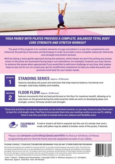 Gentle Yoga Plus Pilates DVD: Low Impact Abs, Core, Flexibility, Balance, Two Total Body At Home No Equipment Workouts with Jessica Smith