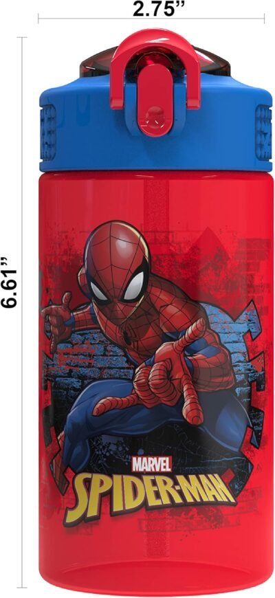 814rEWeT0DL._AC_SL1500_.jpg Zak Designs Marvel SpiderMan Kids Spout Cover and Built-in Carrying Loop Made of Plastic, Leak-Proof Water Bottle Design (BPA-Free), Red, 16oz