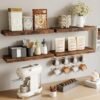Fixwal 15.8in Floating Shelves, Rustic Wood Finish Wall Shelves Set of 4, Shelves for Wall Decor, with Invisible Brackets for Bathroom, Living Room,Bedroom and Kitchen(Rustic Brown)