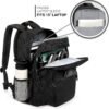 ZORFIN 26L Black Backpack for School, College, and Travel: Water Resistant Bookbag with 8 Compartments