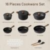 CAROTE Nonstick Pots and Pans, Induction Cookware Set 16pcs Kitchen Cooking Sets, Pot and Pan Non Stick w/Frying pan (PFOS, PFOA Free)