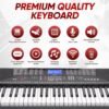 PYLE 61 Key Electric Keyboard Piano, Music Keyboard, LCD Display, Portable Design, Karaoke Function, Includes Headphones, Stand, Stool, Book Rack, Perfect for Beginners