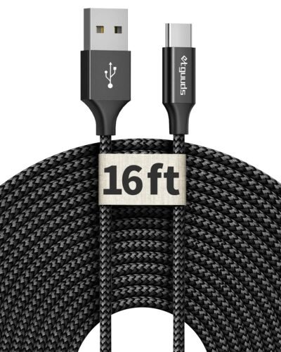 etguuds [ 16ft/5m Extra Long USB C Cable, USB-A 2.0 to Type C Cable Fast Charger Nylon Braided Cord Compatible with Samsung Galaxy Note, LG, Moto, Google, Switch, Camera and Other USB-C Device