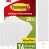 Command 20 lb XL Heavyweight Picture Hanging Strips 16 Pairs (32 Command Strips), Damage-Free Hanging Picture Hangers, Heavy Duty Wall Hanging Strips for Home Decor, White Adhesive Strips