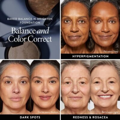 LAURA GELLER NEW YORK Award-Winning Baked Balance-n-Brighten Color Correcting Powder Foundation - Medium - Buildable Light to Medium Coverage - Demi-Matte Natural Finish