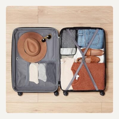 818vE9WAO2L._AC_SL1500_.jpg Amazon Basics 30" Hardside Large Checked Luggage, Hardshell Suitcase With Wheels, Expandable For Up to 15% More Space, With Scratch-Resistant Surface, Four Multi-directional Wheels, Black