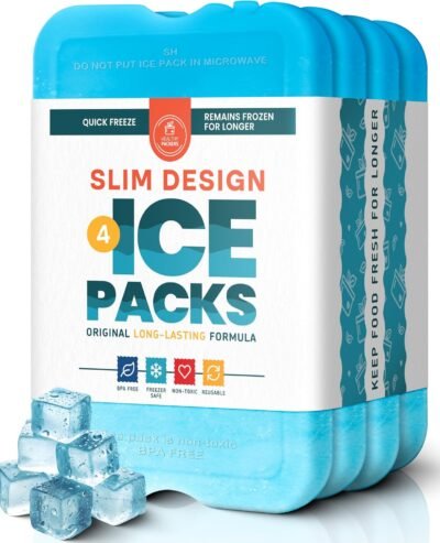 8197E3Hkx6L._AC_SL1500_.jpg Healthy Packers Ice Packs for Lunch Boxes & Coolers - Freezer Packs - Original Cool Pack | Cooler Accessories for Beach, Camping & Fishing | Slim & Long-Lasting Reusable Ice Pack for Cooler