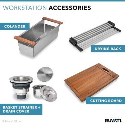Ruvati 33-inch Workstation 60/40 Double Bowl Undermount 16 Gauge Stainless Steel Ledge Kitchen Sink - RVH8356