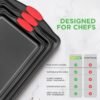 NutriChef 3-Piece Nonstick Kitchen Oven Baking Pans - Premium & Stylish Non-Stick Steel, Commercial Grade Restaurant Quality Metal Bakeware with Red Silicone Handles - Easy to Clean, NCSBS3S