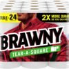 Brawny Tear-A-Square Paper Towels, 12 Double Rolls = 24 Regular Rolls, 3 Sheet Sizes (Quarter, Half, Full), Strength for All Messes, Cleanups, and Meal Prep