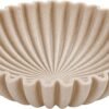 Large Decorative Bowl, Modern Handicraft Bowls for Home Decor, Decorative Fruit Bowl for Kitchen Counter, Ruffle Decor, Stylish Key Bowl for Entry Table, Artificial Stone Beige