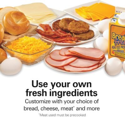 Hamilton Beach Dual Breakfast Sandwich Maker with Timer, Ready in 5 Minutes, Removable Dishwasher Safe PFAS-Free Non-Stick Egg Cooker Ring, Silver (25490MNA)