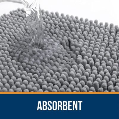 OLANLY Bathroom Rugs 30x20, Extra Soft Absorbent Chenille Bath Rugs, Rubber Backing Quick Dry, Machine Washable Bath Mats for Bathroom Floor, Tub and Shower, Home Decor Accessories, Grey