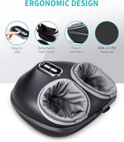 Nekteck Shiatsu Foot Massager with Heat, Deep Kneading Therapy Air Compression, Feet Massage Improve Blood Circulation Foot Wellness Soothing Pain Relief, Relax for Home Office Use