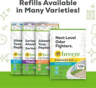 Purina Tidy Cats Non Clumping Litter System, Breeze XL All-in-One Odor Control & Easy Clean Multi Cat Box - 18 lb. Box