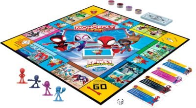 81DjGHOCfuL._AC_SL1500_.jpg Monopoly Junior: Marvel Spidey and His Amazing Friends Edition Board Game for Kids Ages 5+, with Artwork from The Animated Series, Kids Board Games (Amazon Exclusive)