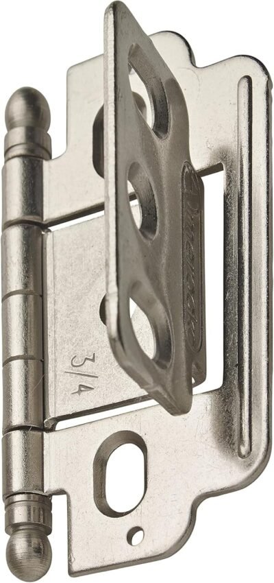Amerock | Cabinet Hinge | 3/4 inch (19 mm) Door Thickness Hinge | Satin Nickel | 1 Pack | Non Self-Closing Hinge | Partial Wrap Hinge | Cabinet Door Hinge