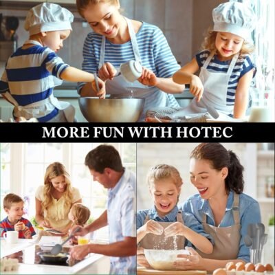 HOTEC 600℉ Heat Resistant BPA-Free Silicone Rubber Spatula Set,Kitchen Cooking Spatulas, Baking, Mixing for Non Stick Cookware, Dishwasher Safe, Set of 5 Grey