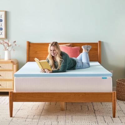 LINENSPA Memory Foam Mattress Topper - 2 Inch Gel Infused Memory Foam - Plush Feel - Cooling and Pressure Relieving - CertiPUR Certified - Dorm Room Essentials - Twin XL Size