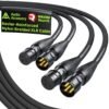 XLR Cables 10ft 2 Pack - Kevlar-Reinforced Nylon Braided - REAN Gold-Pin Connectors from NEUTRIK - AL & OFC Dual Shielded Balanced XLR Microphone Cable for Shure, Rode, Focusrite, Cloudlifter, Elgato