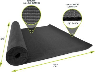 81PPe-d3JL._AC_SL1500_.jpg ProsourceFit Classic Yoga Mat 1/8” (3mm) Thick, Extra Long 72-Inch Lightweight Fitness Mat with Non-Slip Grip for Yoga, Pilates, Exercise