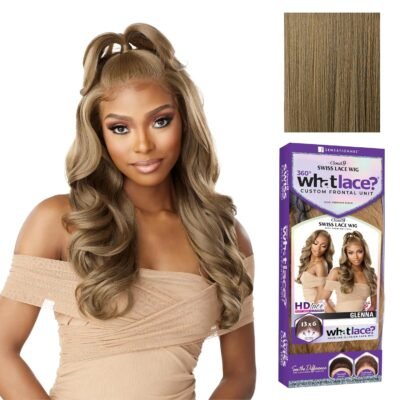 Sensationnel What Lace 13X6 Wigs - Glenna Lacefrontal Hand Tied Glueless Synthetic With Natural Density Preplucked Hairline (LIGHTASHBROWN)