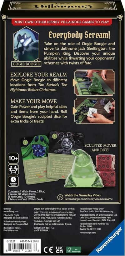 Ravensburger Disney Villainous Filled with Fright - Strategy Board Game - Join Oogie Boogie, Lock, Jack Skellington, and More - The Latest Villainous Expansion - Award-Winning Line - Ages 10+