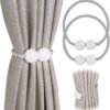 Pinowu [2 Pack] Magnetic Curtain Tiebacks Convenient Drape Tie Backs,Pearl Decorative Rope Holdback Holder for Small, Thin or Sheer Window Drapries (Gray)…