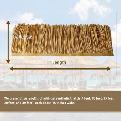 Premium Mexican Style Artificial Palm Thatch Roof Rolls. 5 Lengths, 2 Colors. Waterproof. Easy Install. Ideal for Tiki Bars, Parties, Gardens & Fences (4ft x 16in - Palm Color Thatch)