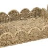 Household Essentials Handwoven Tray with Scalloped Edge and Handles, Natural