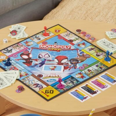 81SnJmPHaL._AC_SL1500_.jpg Monopoly Junior: Marvel Spidey and His Amazing Friends Edition Board Game for Kids Ages 5+, with Artwork from The Animated Series, Kids Board Games (Amazon Exclusive)