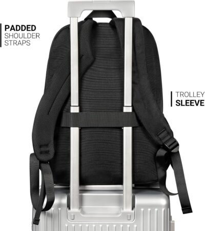 ZORFIN 26L Black Backpack for School, College, and Travel: Water Resistant Bookbag with 8 Compartments