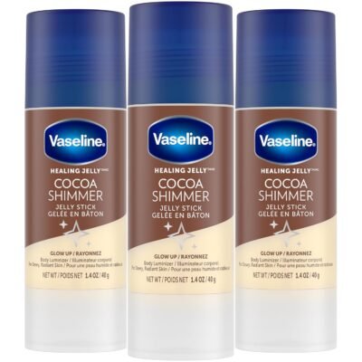 81VyLswwbEL._SL1500_.jpg Vaseline Cocoa Shimmer Jelly Stick – Non-Greasy Moisturizer for Glowing Skin, Face & Body Lotion, Travel-Size, 1.4 Oz Ea, Pack of 3.