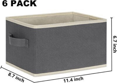 81WMWqpw3rL._AC_SL1400_.jpg LHZK Small Storage Baskets for Shelves 6 Pack, Collapsible Fabric Storage Bins for Shelves, Closet Organizers Bins with Handles (Grey, 11.4"x8.7"x6.7")