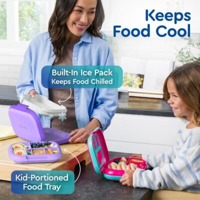 81WTH-6orwL._AC_SL1500_.jpg Bentgo Chill Kids Leak-Proof Lunch Box - 4-Compartment Bento Box with Built-In Ice Pack, 3.3 Cup Capacity, PFAS & BPA-Free, Microwave & Dishwasher Safe, Ideal Size for Ages 3 to 7 (Fuchsia/Teal)