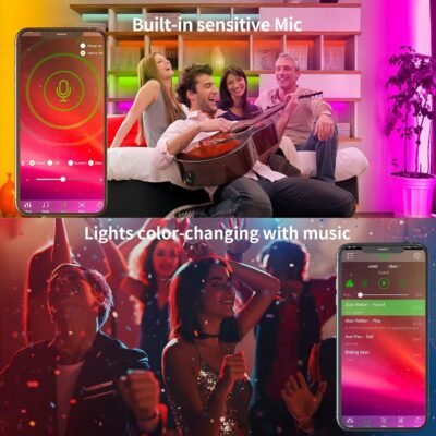 81X2fzilML._AC_SL1500_.jpg KSIPZE 100ft Led Strip Lights RGB Music Sync Color Changing Bluetooth Led Lights with Smart App Control Remote Led Lights for Bedroom Room Lighting Flexible Home Décor