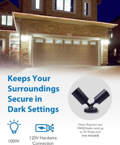 NICOR Lighting 100W Black Double Cylinder Adjustable Security Flood Light (11521)