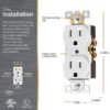 81ZVRIZbeFL._SL1500_.jpg GE UltraPro Duplex Heavy-Duty Receptacle, White, Wall Outlet, Reinforced Yoke, Self-grounding Clip, 3 Prong, Supports 15A, UL Listed, 42157