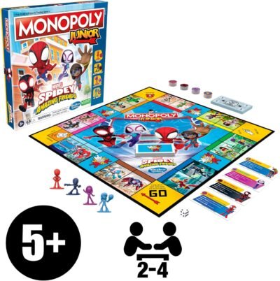 81ZjWHaMpUL._AC_SL1500_.jpg Monopoly Junior: Marvel Spidey and His Amazing Friends Edition Board Game for Kids Ages 5+, with Artwork from The Animated Series, Kids Board Games (Amazon Exclusive)