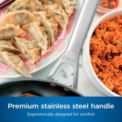 Ninja Cookware, Ninja NeverStick Professional, 16-Piece Pots and Pans Set, Non Stick Frying Pans, Kitchen Essentials, Stock Pot, Sauce Pan, Glass Lids, Saute Pan, All Stovetops, Black, C39900