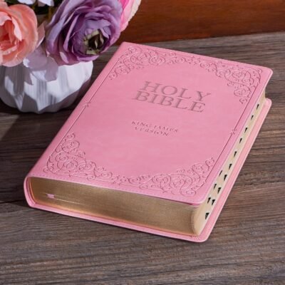 81eGFQLmUxL._SL1500_.jpg KJV Holy Bible, Giant Print Full-size Faux Leather Red Letter Edition - Thumb Index & Ribbon Marker, King James Version, Pink (KJV Full Size GP Editions)