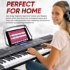PYLE 61 Key Electric Keyboard Piano, Music Keyboard, LCD Display, Portable Design, Karaoke Function, Includes Headphones, Stand, Stool, Book Rack, Perfect for Beginners
