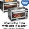 Hamilton Beach 2-in-1 Countertop Toaster Oven and Long Slot 2 Slice Toaster, 60 Minute Timer and Automatic Shut Off, Shade Selector, Stainless Steel (31156)