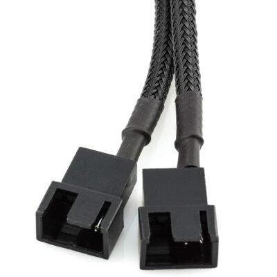 CRJ 15-Pin SATA to 2 PC Fan Power Adapter Cable - 12-inch (30cm), Black Sleeved - Power Up to Two 3-Pin & 4-Pin Computer Cooling Fans from an ATX 15-Pin SATA Power Connector (12V - Full Speed)