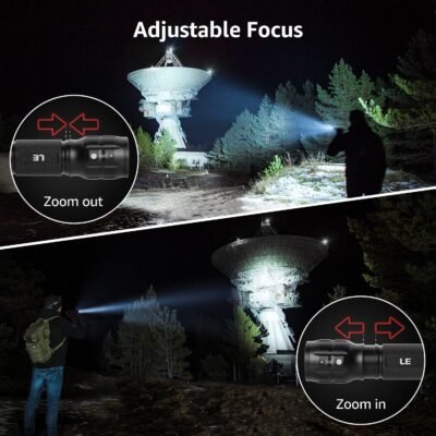 Lighting EVER LED Flashlights High Lumens, Small Flashlight, Waterproof, Adjustable Focus Flash Light for Outdoor, Emergency, AAA Batteries Included, Tactical & Camping Accessories