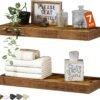 QEEIG Bathroom Floating Shelves for Wall Mounted Shelf Over Toilet Farmhouse Home Decor Display Shelving Small 16 inch Set of 2, Rustic Brown (008-40BN)