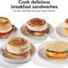 Hamilton Beach Dual Breakfast Sandwich Maker with Timer, Ready in 5 Minutes, Removable Dishwasher Safe PFAS-Free Non-Stick Egg Cooker Ring, Silver (25490MNA)