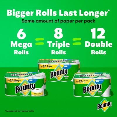 81lA7citxGL._AC_SL1500_.jpg Bounty Select-A-Size Paper Towels, White, 8 Triple Rolls = 24 Regular Rolls